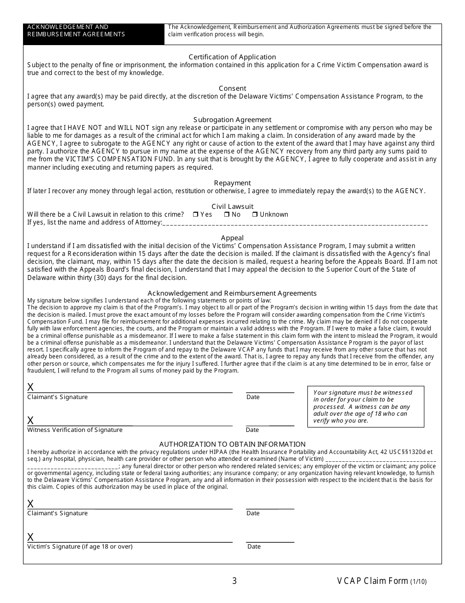 Delaware Victim Compensation Application Fill Out Sign Online And Download Pdf Templateroller 1510