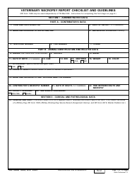 DD Form 1626 Veterinary Necropsy Report Checklist and Guidelines
