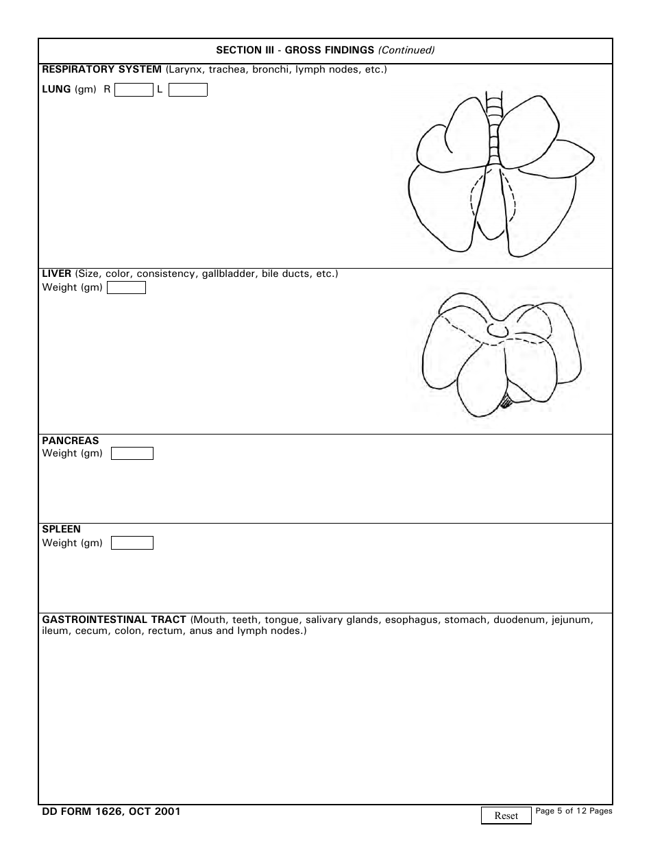 DD Form 1626 Veterinary Necropsy Report Checklist and Guidelines, Page 5