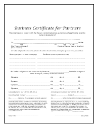 Document preview: Business Certificate for Partners - Cayuga County, New York