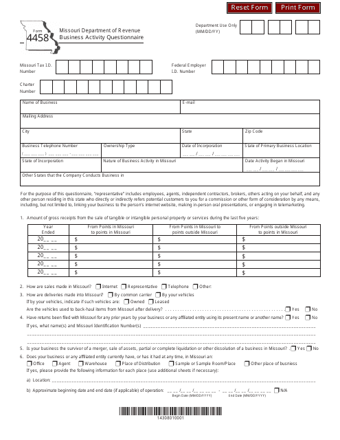 Form 4458  Printable Pdf