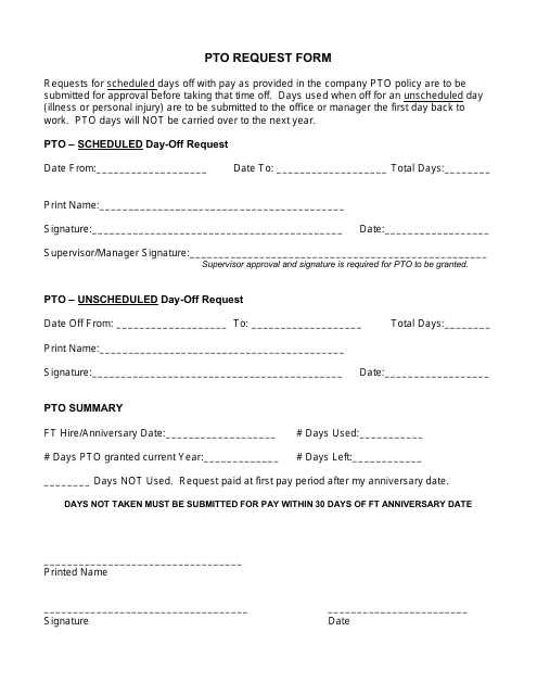 Pto Request Form