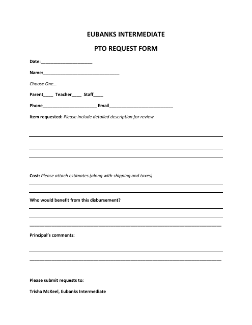 Pto Request Form - Eubanks Intermediate
