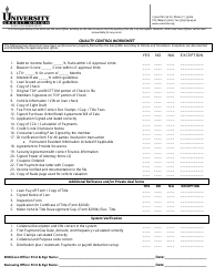Document preview: Quality Control Worksheet - University Credit Union