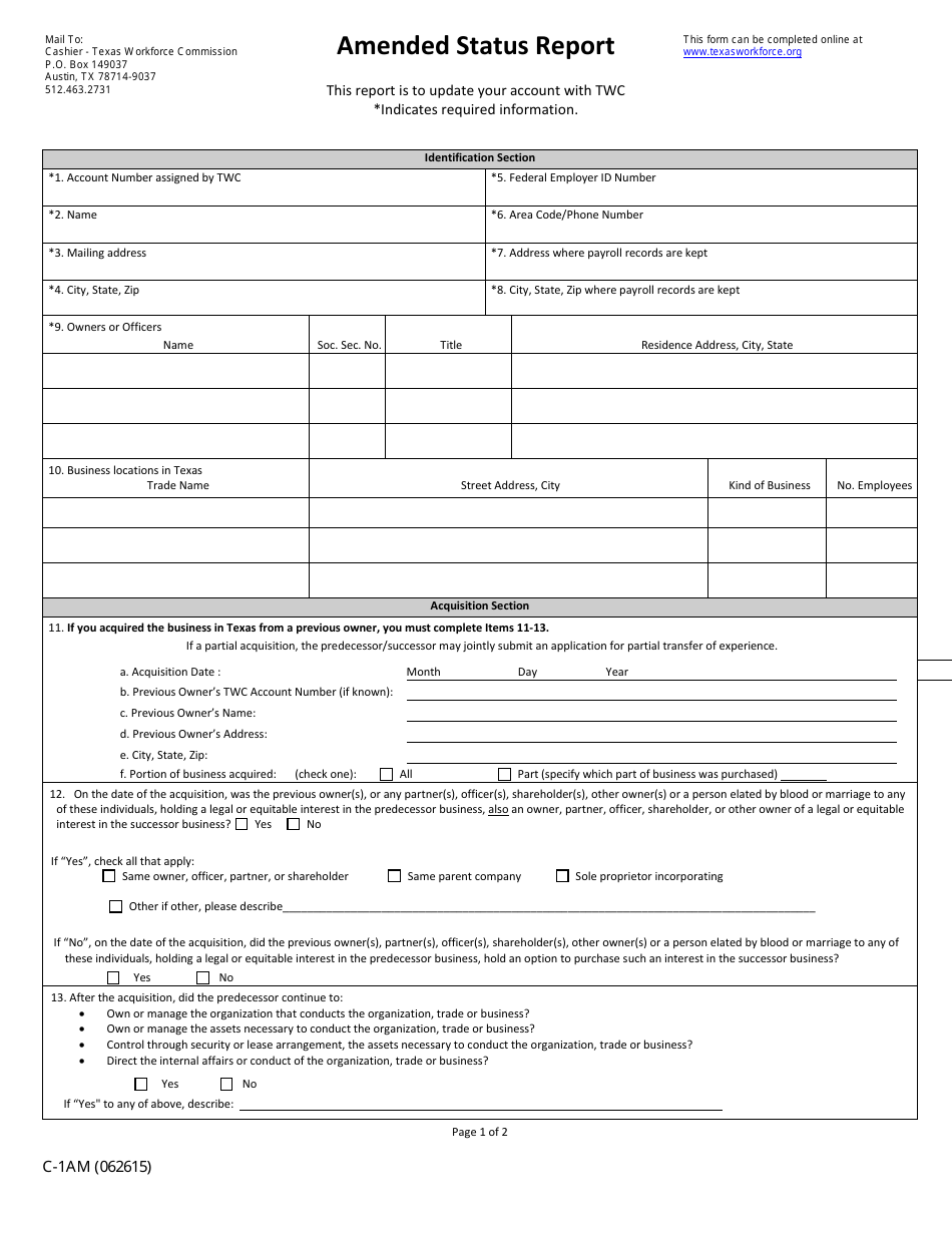 Form C-1AM - Fill Out, Sign Online and Download Fillable PDF, Texas ...