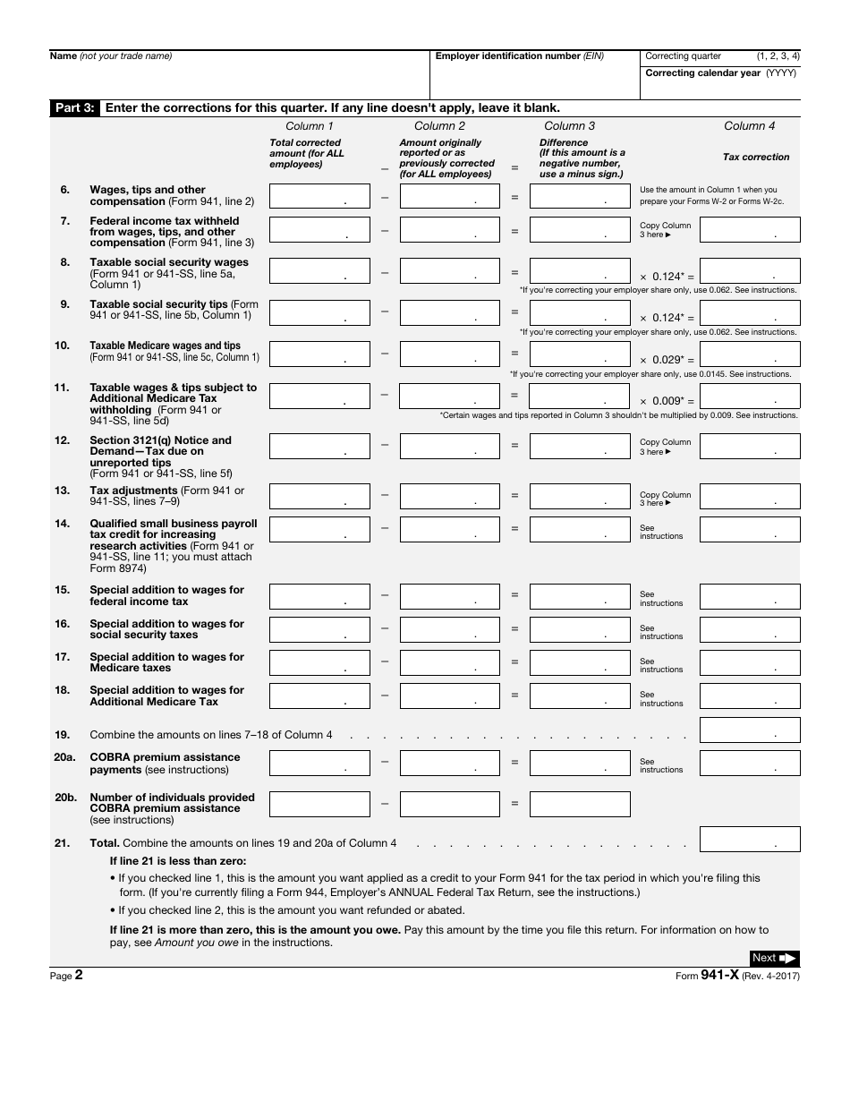 Irs Form 941 X Fill Out Sign Online And Download Fillable Pdf Templateroller 1777