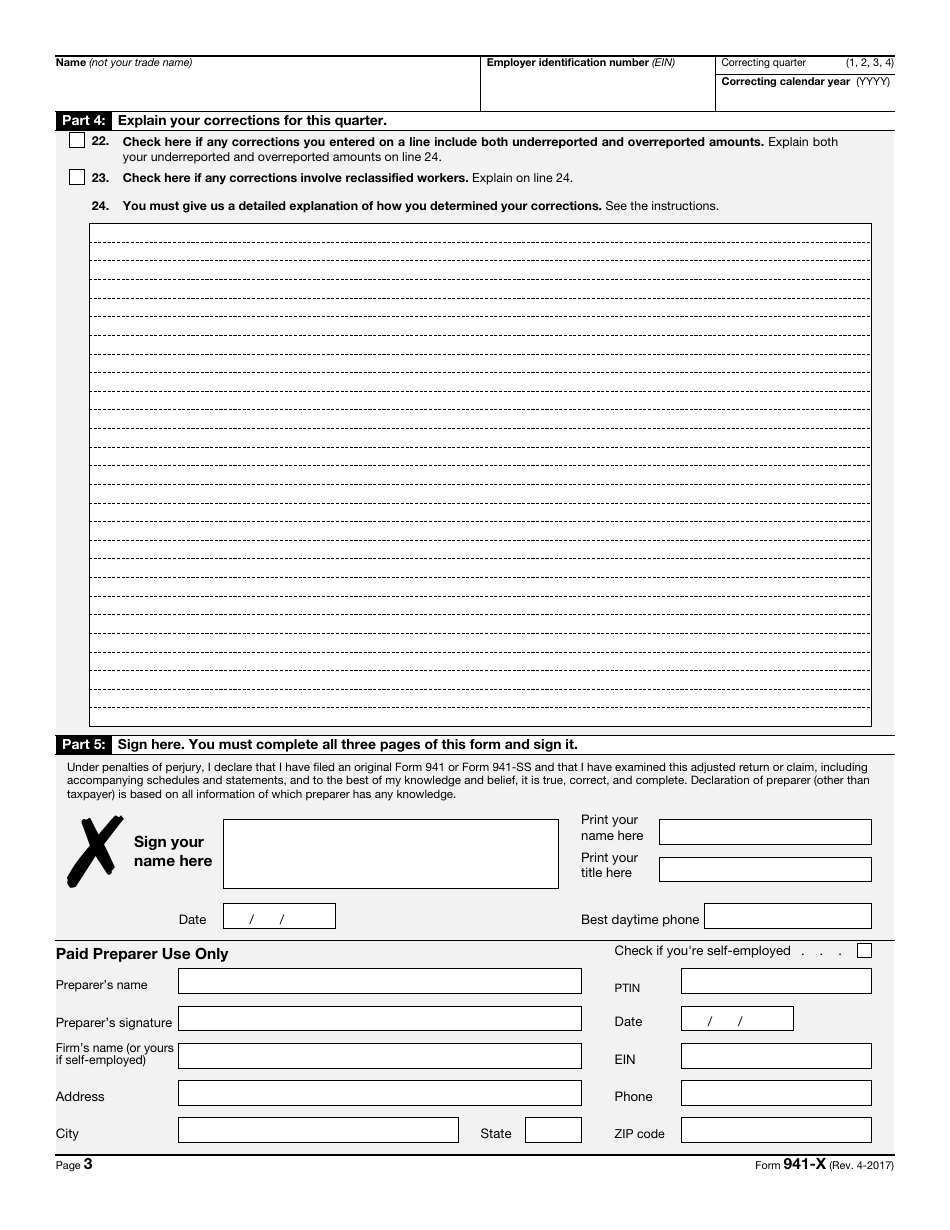 Irs Form 941 X Fill Out Sign Online And Download Fillable Pdf Templateroller 9045