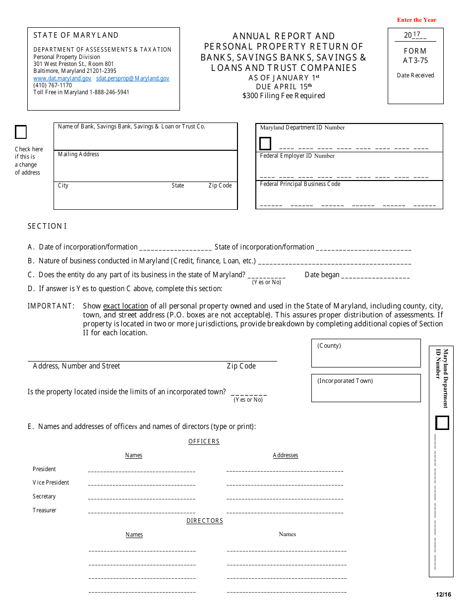 Form AT375 Fill Out, Sign Online and Download Fillable PDF, Maryland