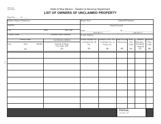 Document preview: Form RPD-41202 List of Owners of Unclaimed Property - New Mexico