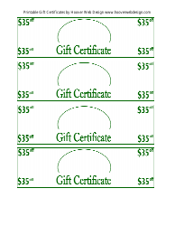 Document preview: $35 off Gift Certificate Templates