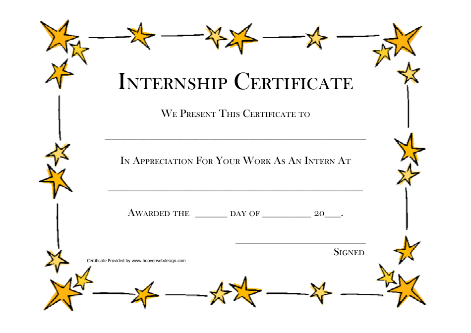 Internship Certificate Template with Stars