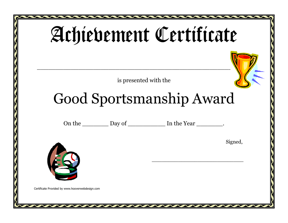 Good Sportsmanship Award Certificate Template Download Printable PDF