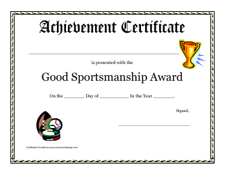 &quot;Good Sportsmanship Award Certificate Template&quot;