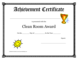 Document preview: Clean Room Award Certificate of Achievement Template