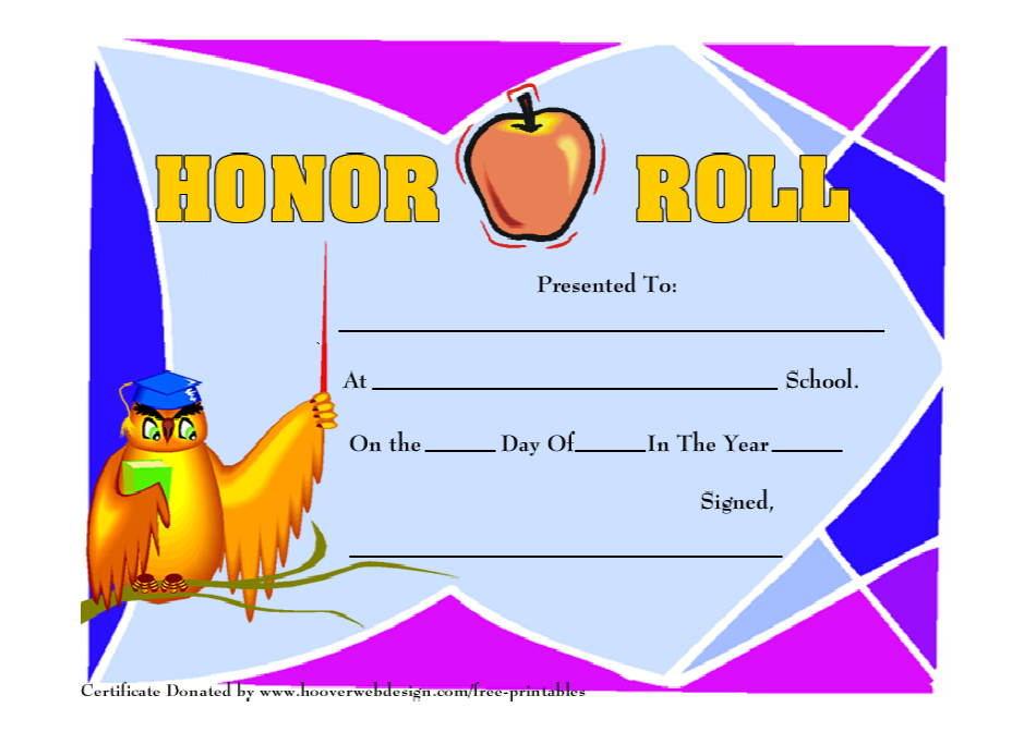 Honor Roll Certificate Template - Varicolored image preview