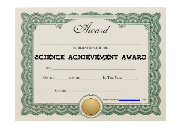 Document preview: Science Achievement Award Certificate Template - Green