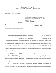 Final Judgment of Divorce Form - New Jersey