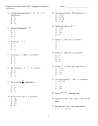 &quot;Imaginary Numbers Worksheet With Answer Key&quot;, Page 2
