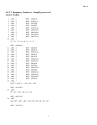 &quot;Imaginary Numbers Worksheet With Answer Key&quot;, Page 3