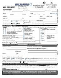 Document preview: Mri Request Form - Mount Sinai Hospital - Canada