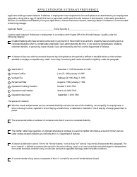 FDVA Form 0007 &quot;Application Form for Veteran's Preference&quot; - Seminole County, Florida