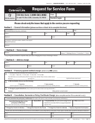 Form 05897-32 &quot;Request for Service - Colonial Life&quot;