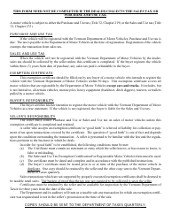 Form S-3V Vermont Sales Tax Exemption Certificate for Registrable Motor Vehicles Other Than Cars and Trucks - Vermont, Page 2