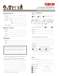 Document preview: Boarding Intake Questionnaire Template - K's Mutt Hut - Texas