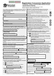 Form F3937 Registration Concession Application - Queensland, Australia