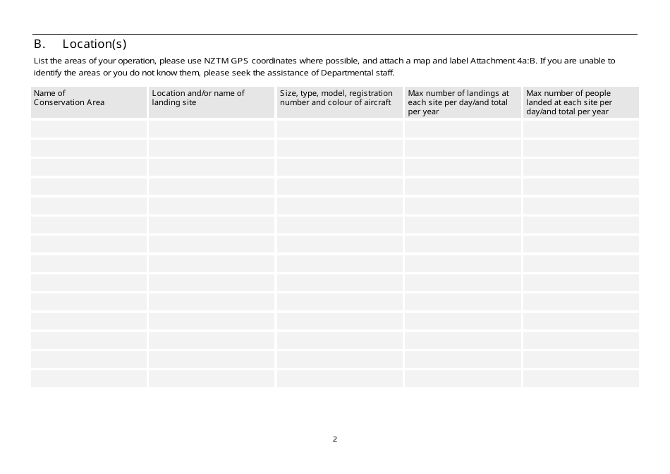 Form 4C Concession Application Form - Guiding / Tourism / Recreation: Aircraft Activities - New Zealand, Page 2