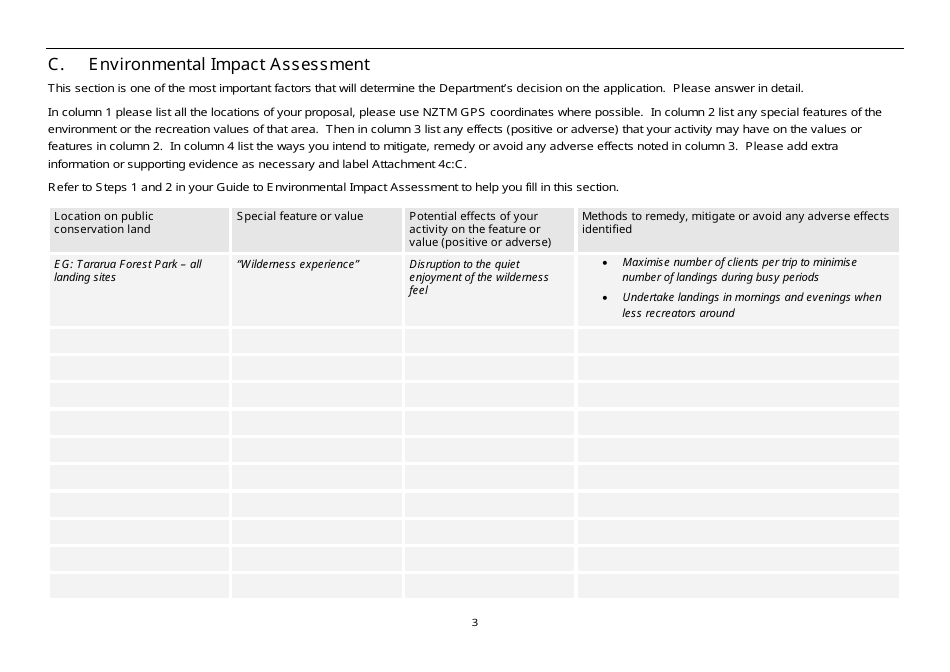 Form 4C Concession Application Form - Guiding / Tourism / Recreation: Aircraft Activities - New Zealand, Page 3
