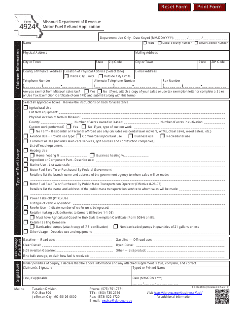Form 4924  Printable Pdf