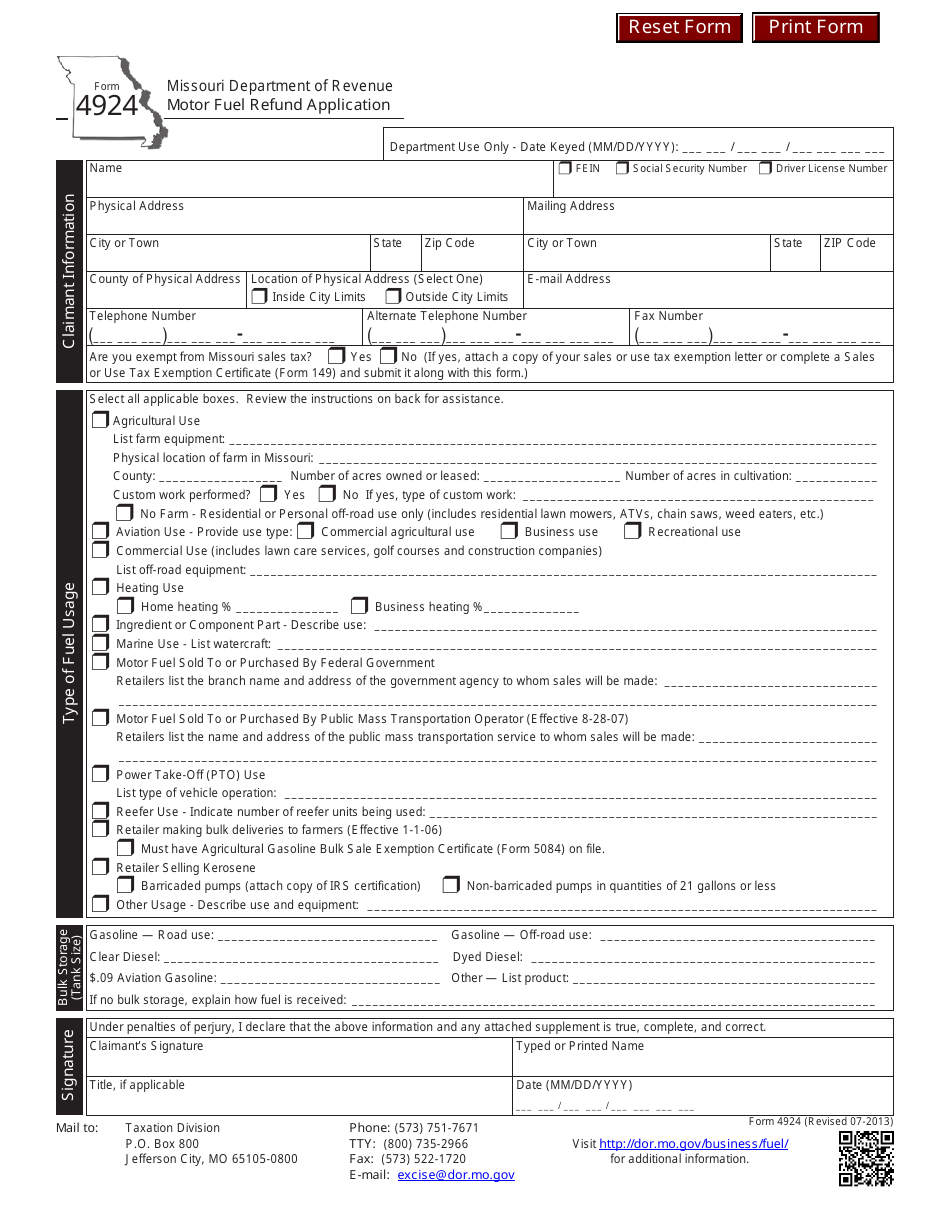 Form 4924 Fill Out Sign Online And Download Fillable PDF Missouri 