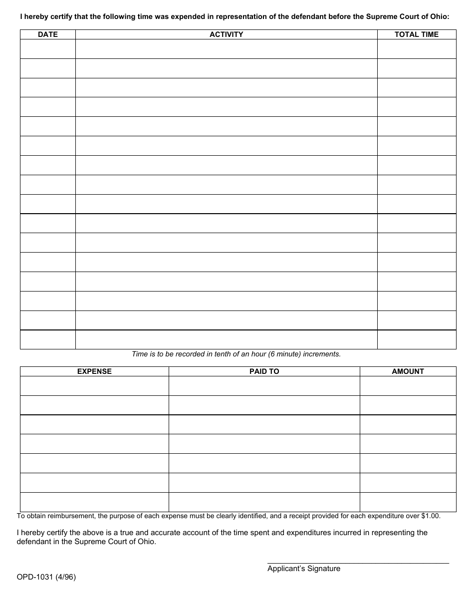 Form OPD-1031 Application for Attorney Fees for Court Appointed Attorneys - Ohio, Page 3