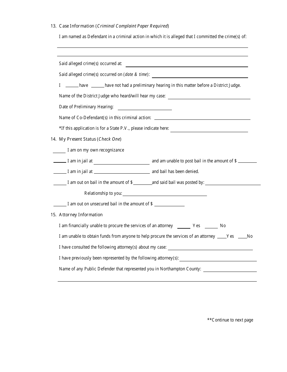 Public Defender Application - Northampton county, Pennsylvania, Page 3