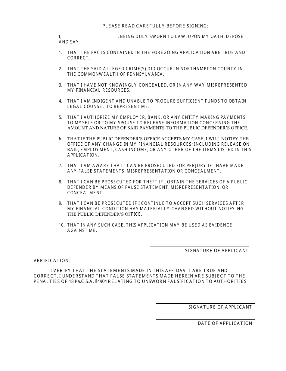 Public Defender Application - Northampton county, Pennsylvania, Page 4