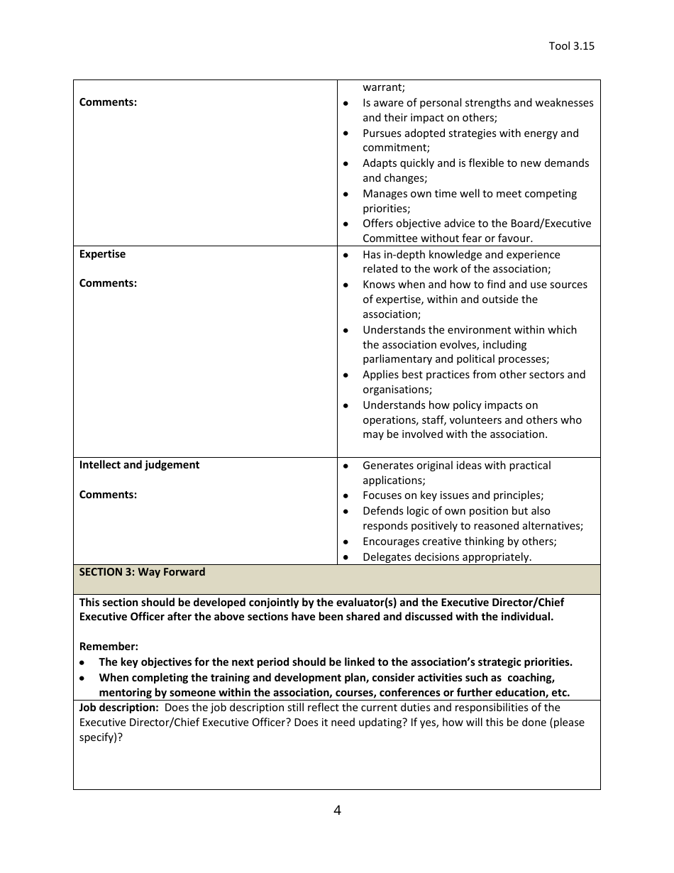 Performance Evaluation Form - Executive Director / Chief Executive Officer - International Federation of Gynecology and Obstetrics, Page 4