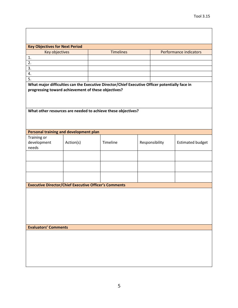 Performance Evaluation Form - Executive Director/ Chief Executive ...