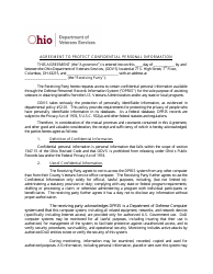 Enclosure 1 &quot;Agreement to Protect Confidential Personal Information&quot; - Ohio