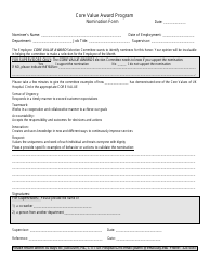 Document preview: Core Value Award Program Employee Nomination Form