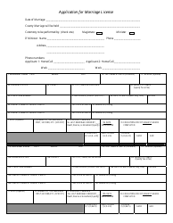 Document preview: Application Form for Marriage License