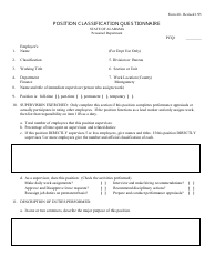 Document preview: Form 40 Position Classification Questionnaire - Alabama