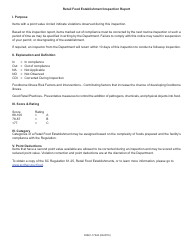 DHEC Form 1722A Retail Food Establishment Inspection Report - South Carolina, Page 2