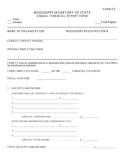 Form FS  Printable Pdf