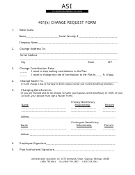 Document preview: 401(K) Change Request Form - Asi Pension Administration - Michigan