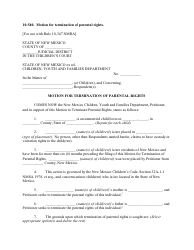 Form 10-540 &quot;Motion for Termination of Parental Rights - Children's Court&quot; - New Mexico