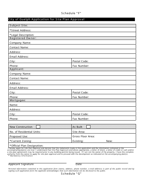 Site Plan Approval Application Form - City of Guelph, Ontario, Canada Download Pdf