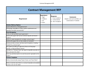 Contract Management Rfp Spreadsheet Template