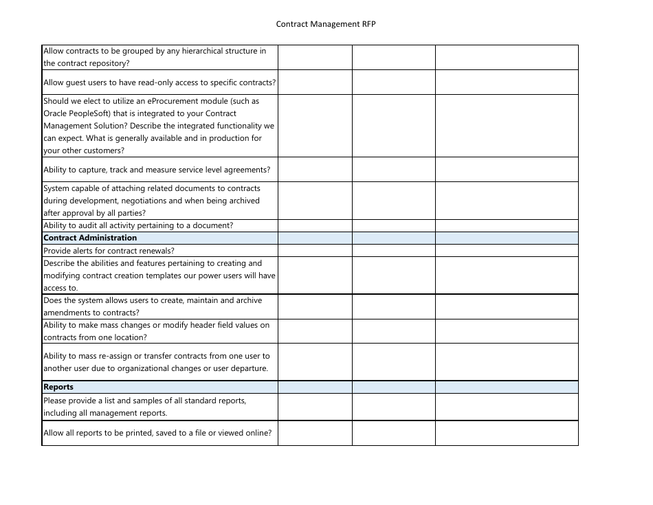 Contract Management Rfp Spreadsheet Template Download Printable PDF ...