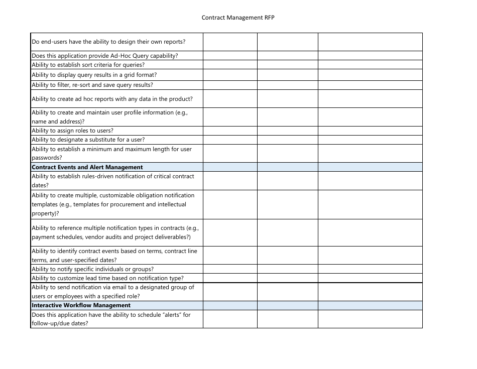 Contract Management Rfp Spreadsheet Template Download Printable PDF ...